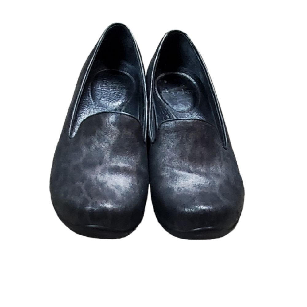 Dansko Leather Animal Print Slip on Flat Shoes